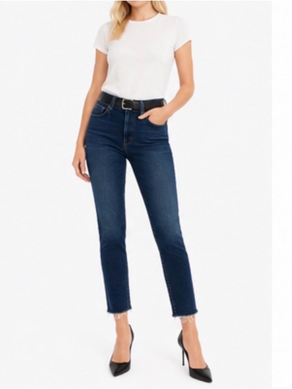 MOTHER Dark Blue High-Rise Ankle Jeans